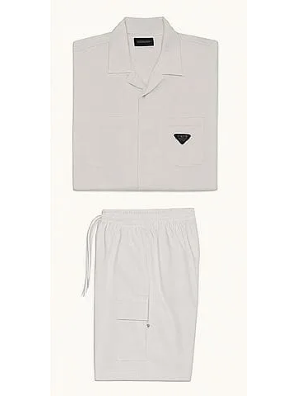 Premium Off-White Shirt & Shorts – Men’s Set
